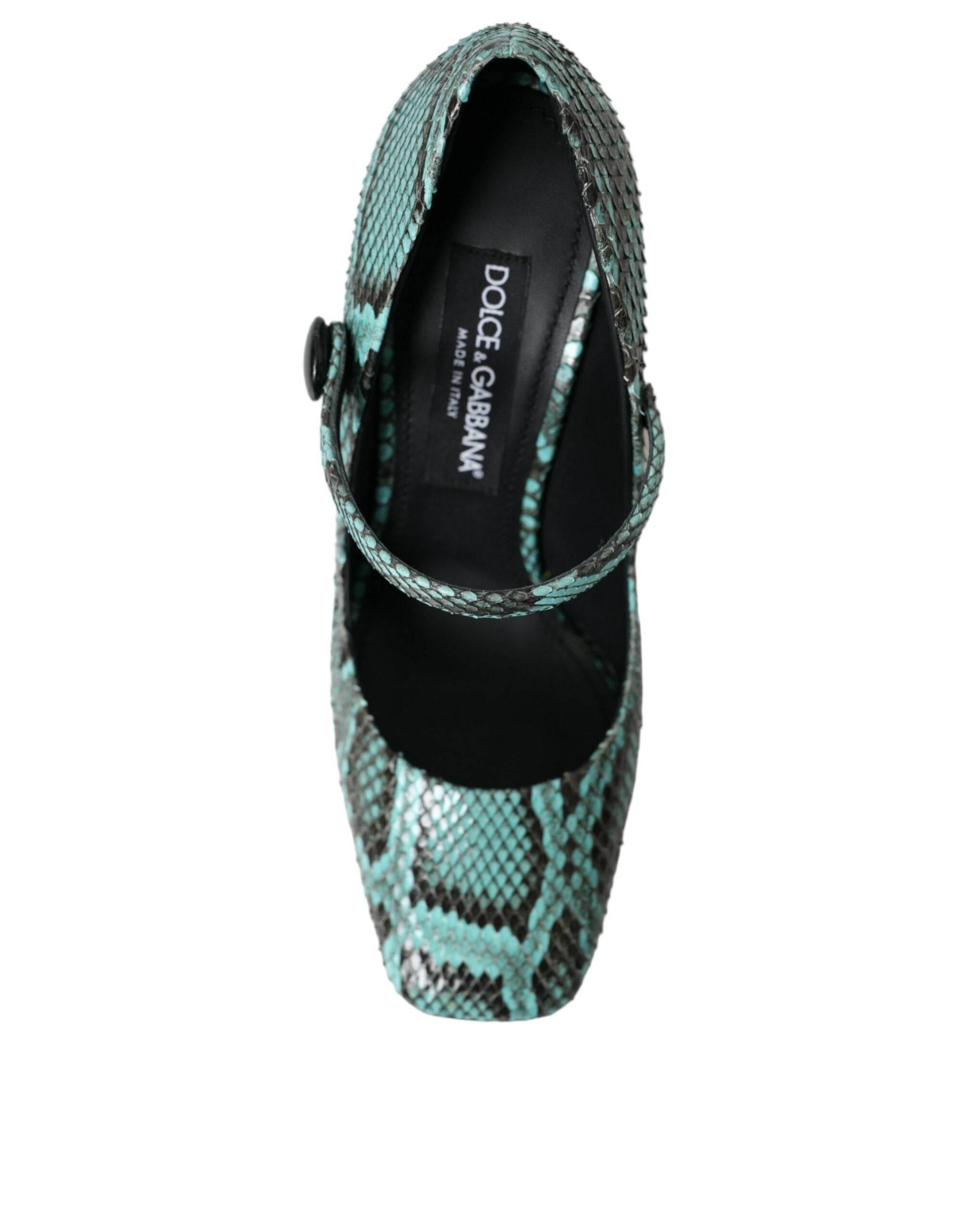 Dolce & Gabbana Aqua Python Leather Mary Jane Pumps Shoes - Hilstor