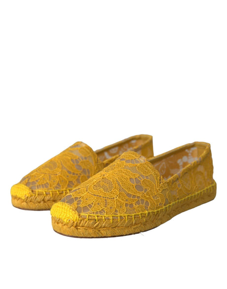Dolce & Gabbana Yellow Taormina Lace Espadrille Loafers Flats Shoes - Hilstor