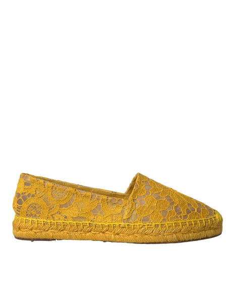 Dolce & Gabbana Yellow Taormina Lace Espadrille Loafers Flats Shoes - Hilstor