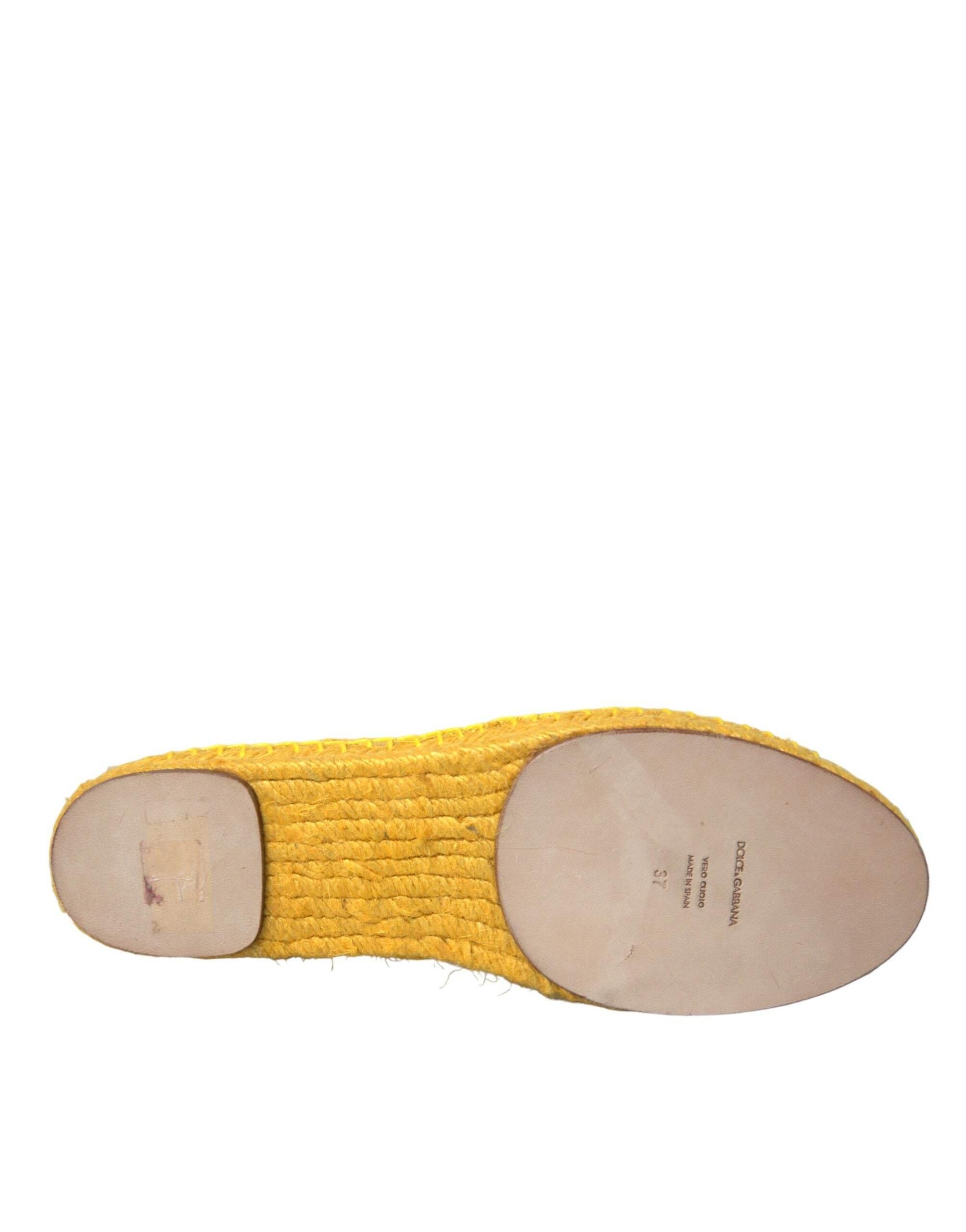 Dolce & Gabbana Yellow Taormina Lace Espadrille Loafers Flats Shoes - Hilstor