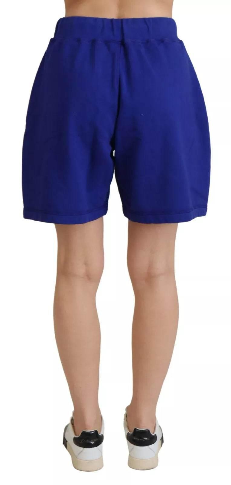 Dsquared² Blue Logo Cotton High Waist Sweatshorts Shorts - Hilstor