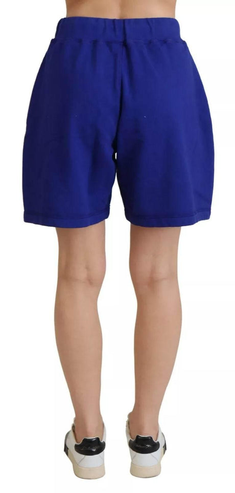 Dsquared² Blue Logo Cotton High Waist Sweatshorts Shorts - Hilstor