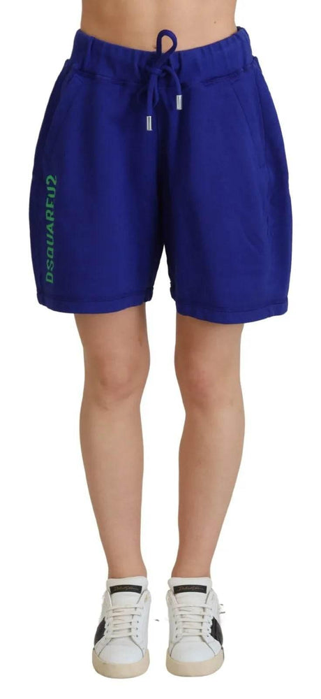 Dsquared² Blue Logo Cotton High Waist Sweatshorts Shorts - Hilstor