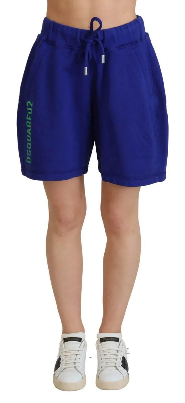 Dsquared² Blue Logo Cotton High Waist Sweatshorts Shorts - Hilstor