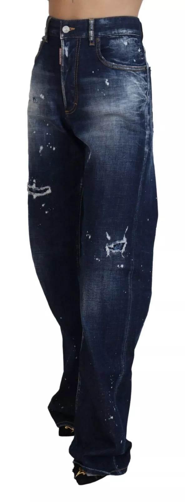 Dsquared² Blue High Waist Tattered Denim Jeans San Diego - Hilstor