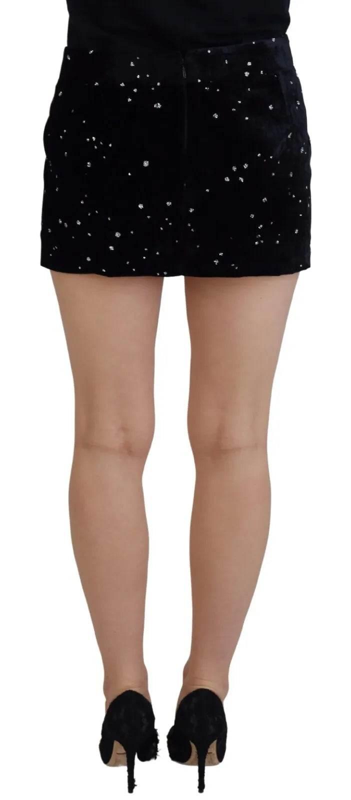 Dsquared² Black Embellished Mid Waist A-line Mini Skirt - Hilstor