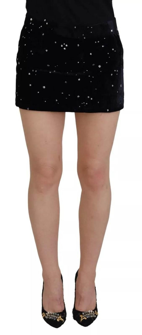 Dsquared² Black Embellished Mid Waist A-line Mini Skirt - Hilstor