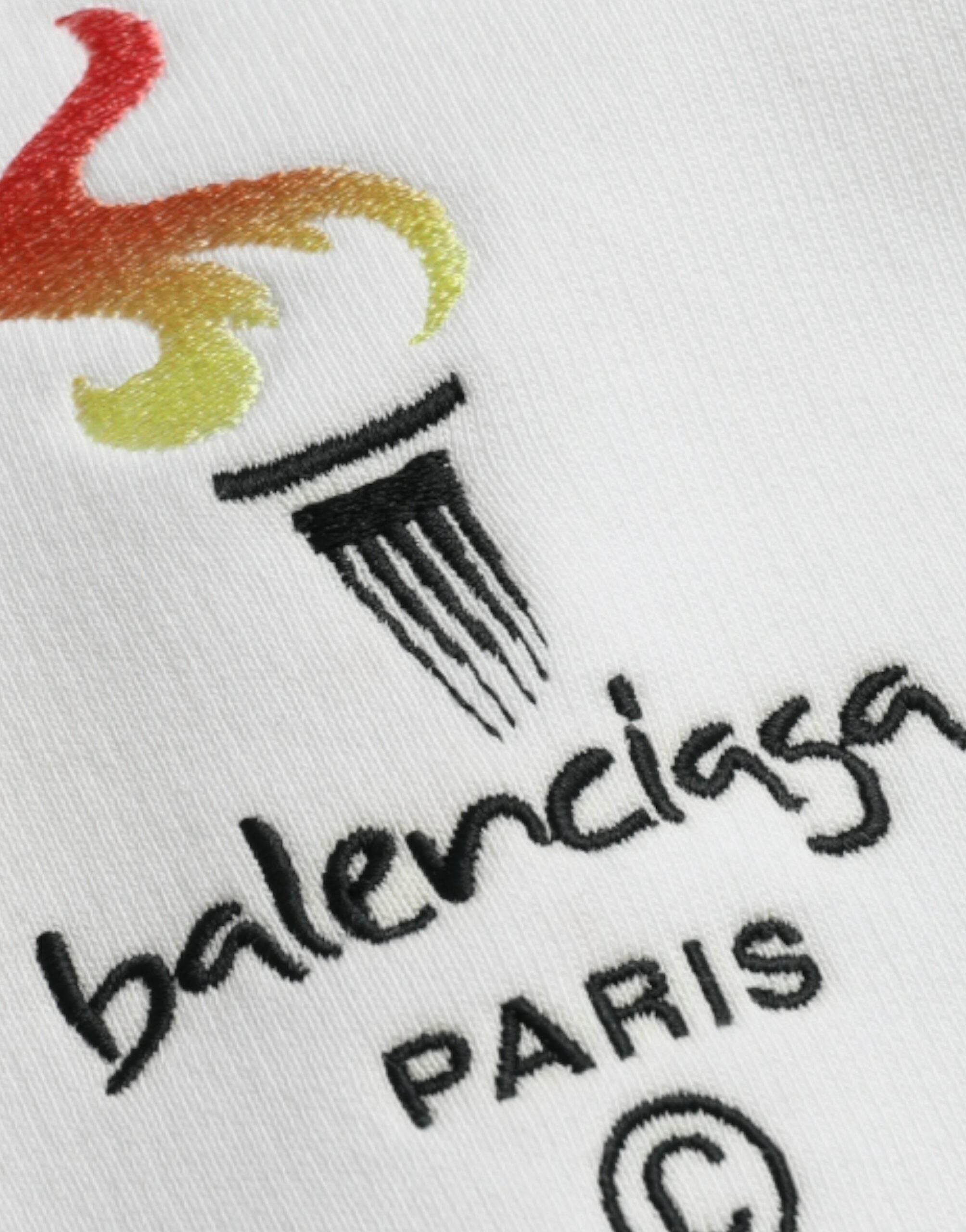 Balenciaga White Cotton Logo Hooded Pullover Sweatshirt Sweater - Hilstor