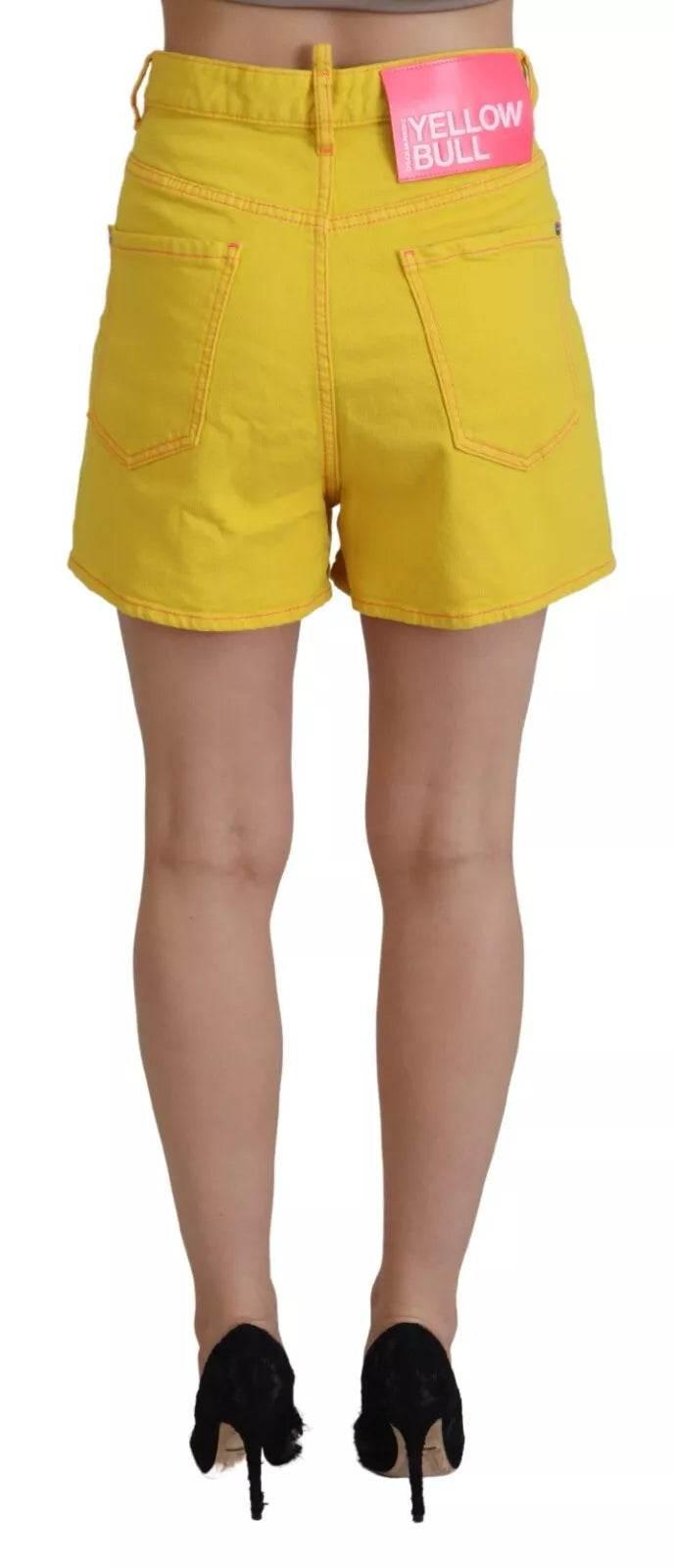 Dsquared² Yellow Cotton High Waist Baggy Women Hotpants Shorts - Hilstor