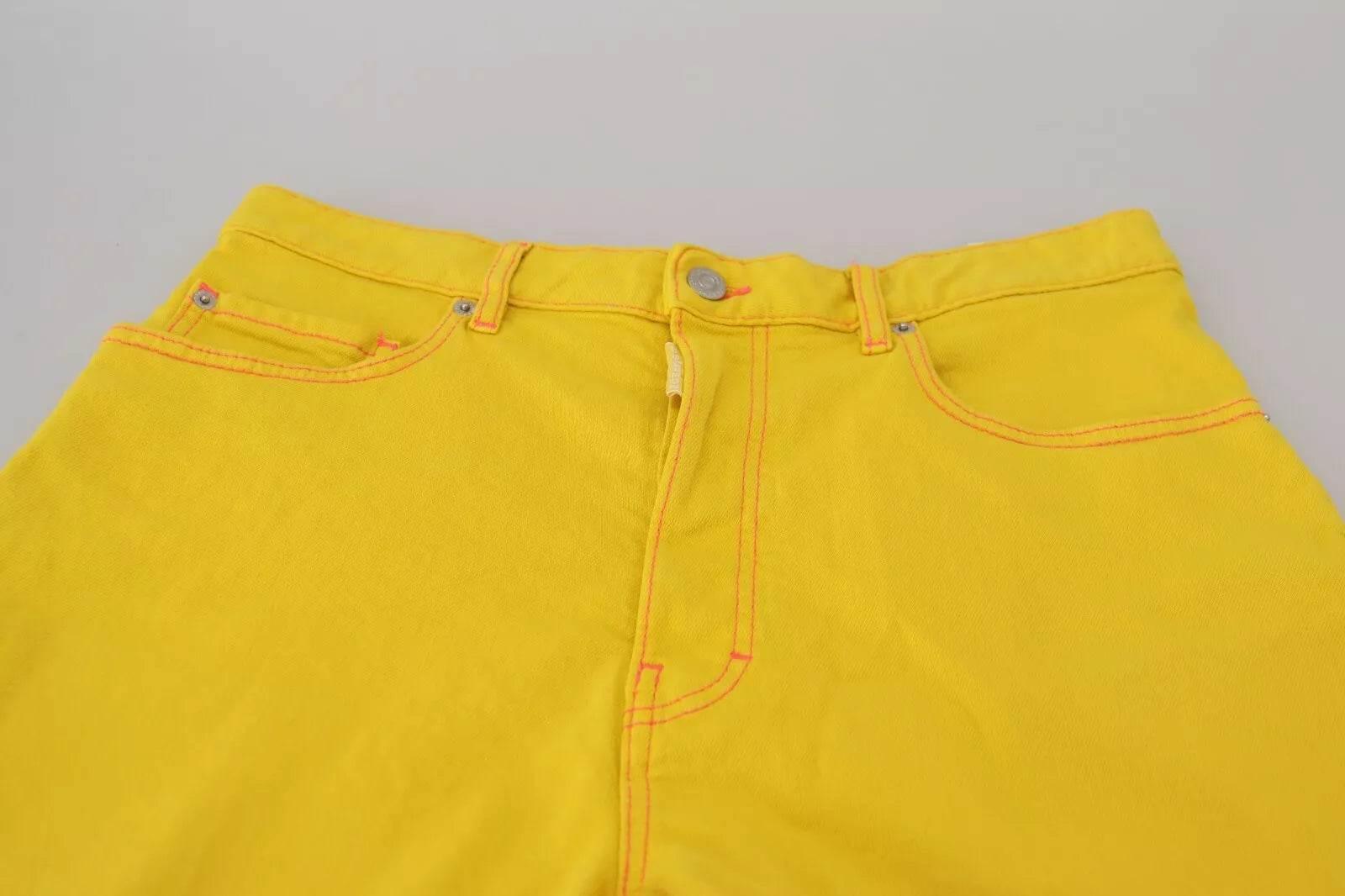 Dsquared² Yellow Cotton High Waist Baggy Women Hotpants Shorts - Hilstor