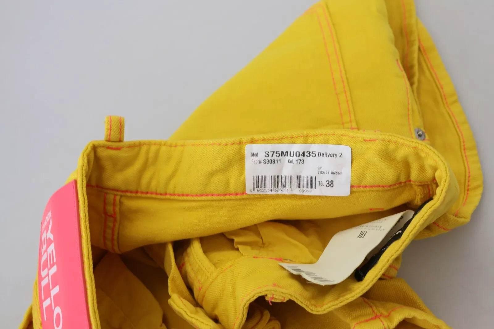 Dsquared² Yellow Cotton High Waist Baggy Women Hotpants Shorts - Hilstor