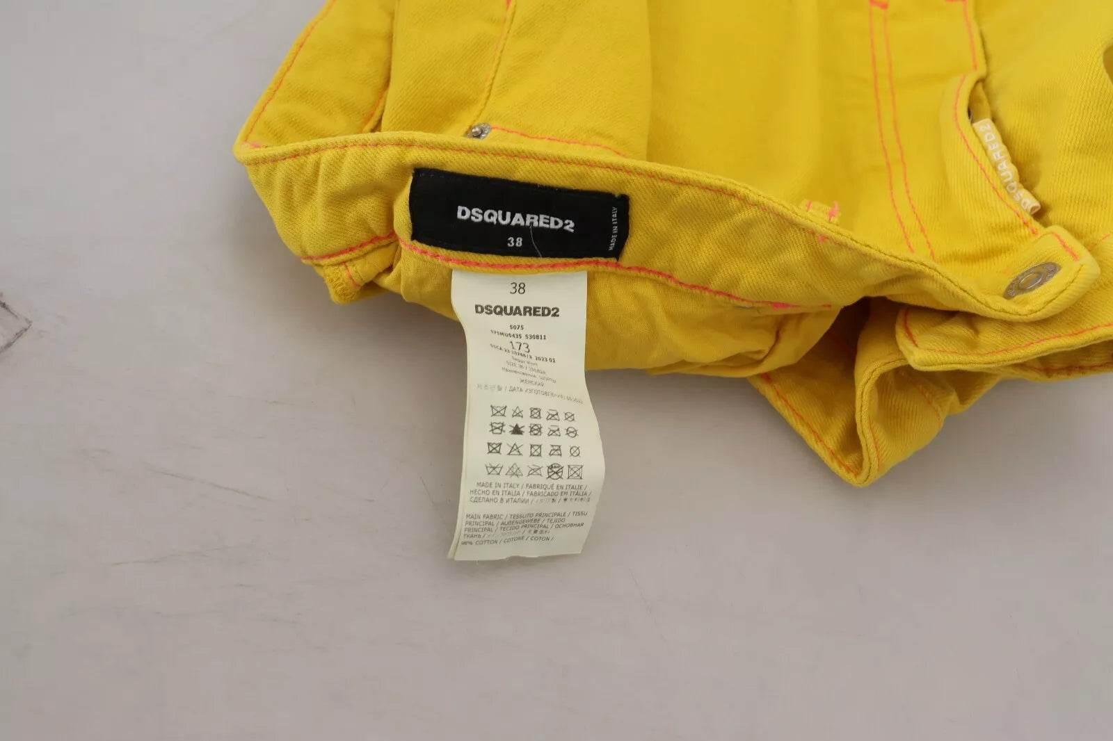 Dsquared² Yellow Cotton High Waist Baggy Women Hotpants Shorts - Hilstor