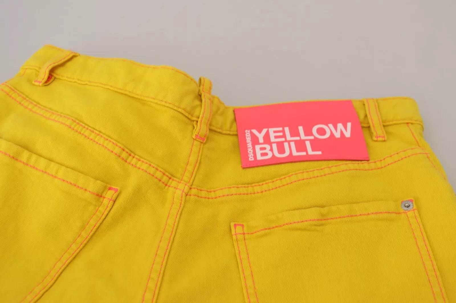 Dsquared² Yellow Cotton High Waist Baggy Women Hotpants Shorts - Hilstor