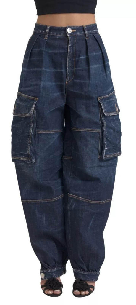 Dsquared² Blue High Waist Cotton Cargo Baggy Denim Jeans - Hilstor