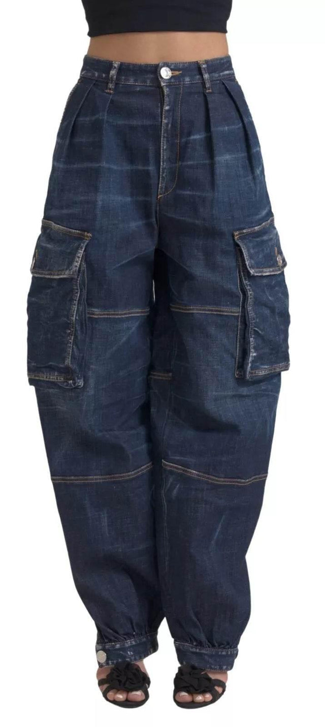 Dsquared² Blue High Waist Cotton Cargo Baggy Denim Jeans - Hilstor