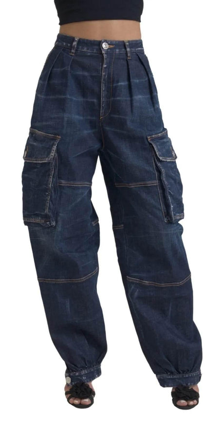 Dsquared² Blue High Waist Cotton Cargo Baggy Denim Jeans - Hilstor