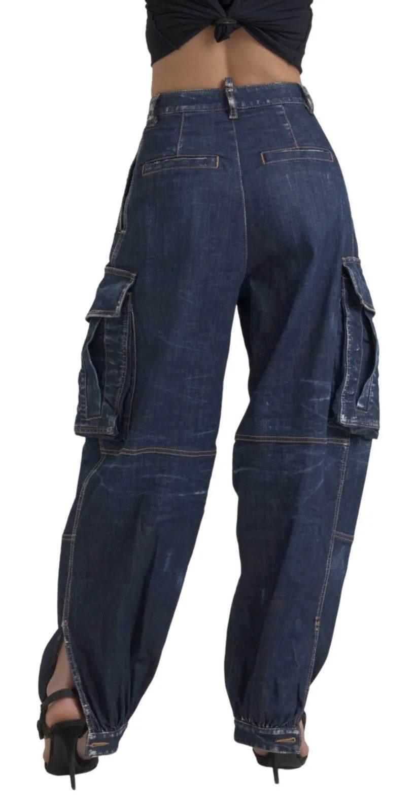 Dsquared² Blue High Waist Cotton Cargo Baggy Denim Jeans - Hilstor