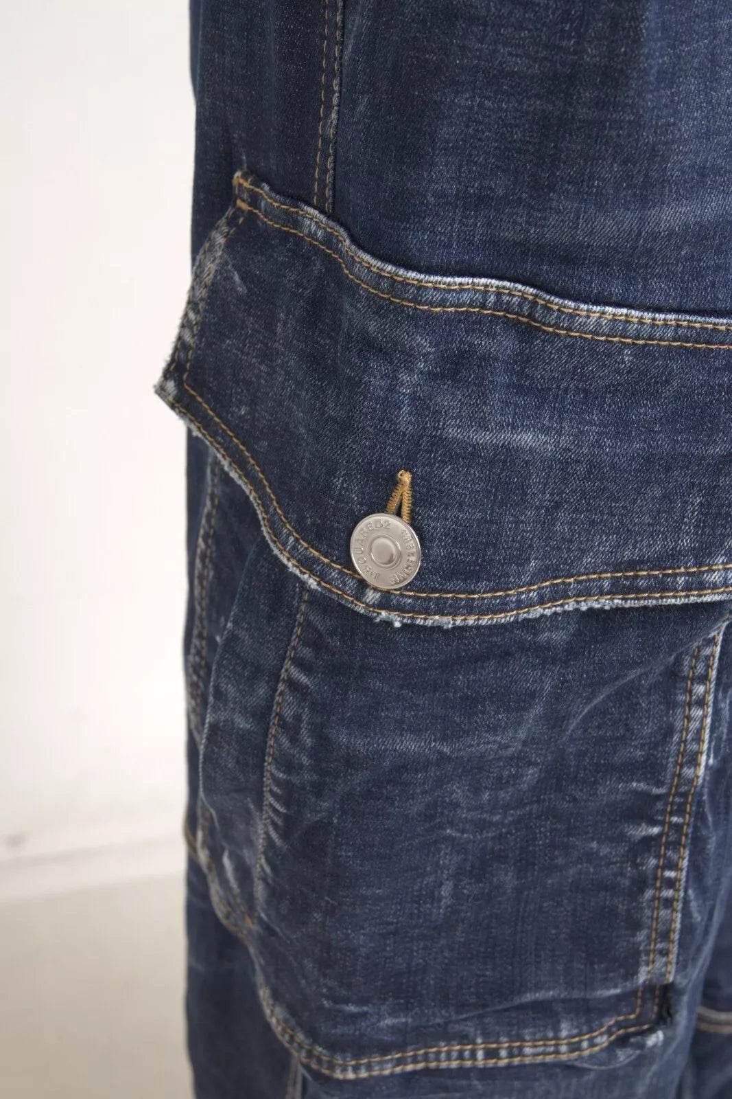 Dsquared² Blue High Waist Cotton Cargo Baggy Denim Jeans - Hilstor