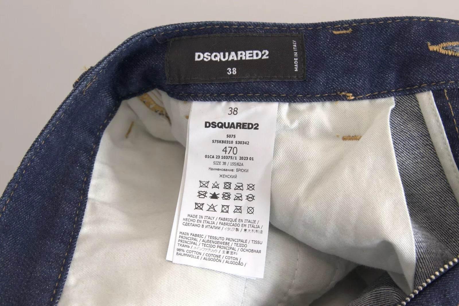 Dsquared² Blue High Waist Cotton Cargo Baggy Denim Jeans - Hilstor