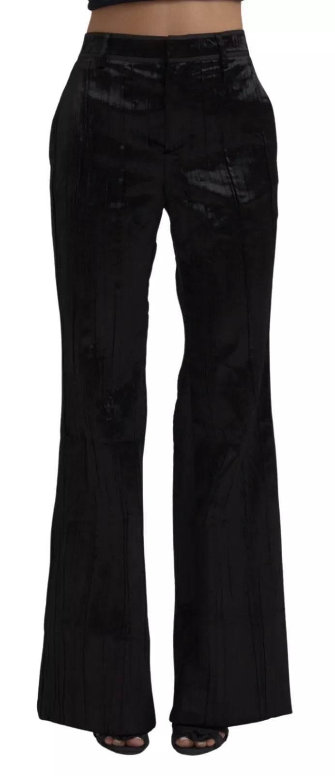 Dsquared² Black Viscose Super Flare High Waist Pants - Hilstor