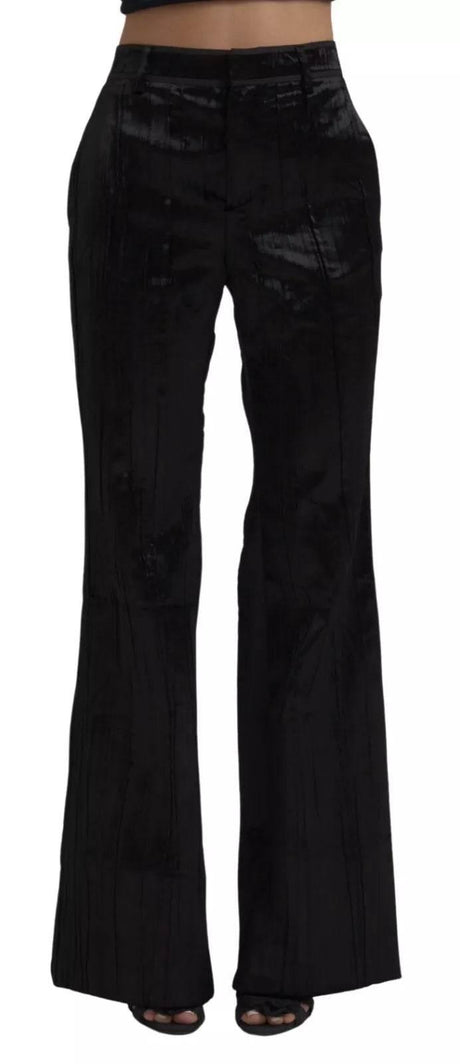 Dsquared² Black Viscose Super Flare High Waist Pants - Hilstor