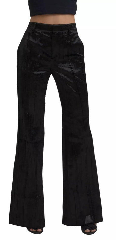 Dsquared² Black Viscose Super Flare High Waist Pants - Hilstor