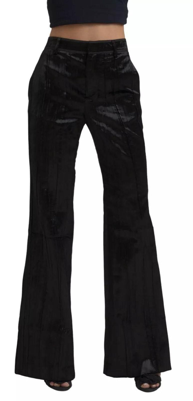 Dsquared² Black Viscose Super Flare High Waist Pants - Hilstor