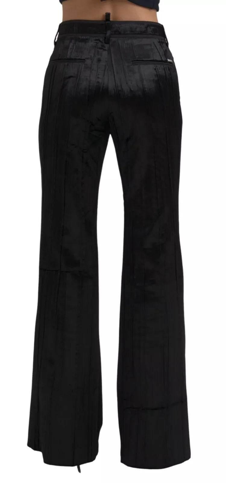 Dsquared² Black Viscose Super Flare High Waist Pants - Hilstor