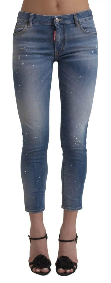 Dsquared² Blue Mid Waist Cropped Twiggy Denim Jeans - Hilstor
