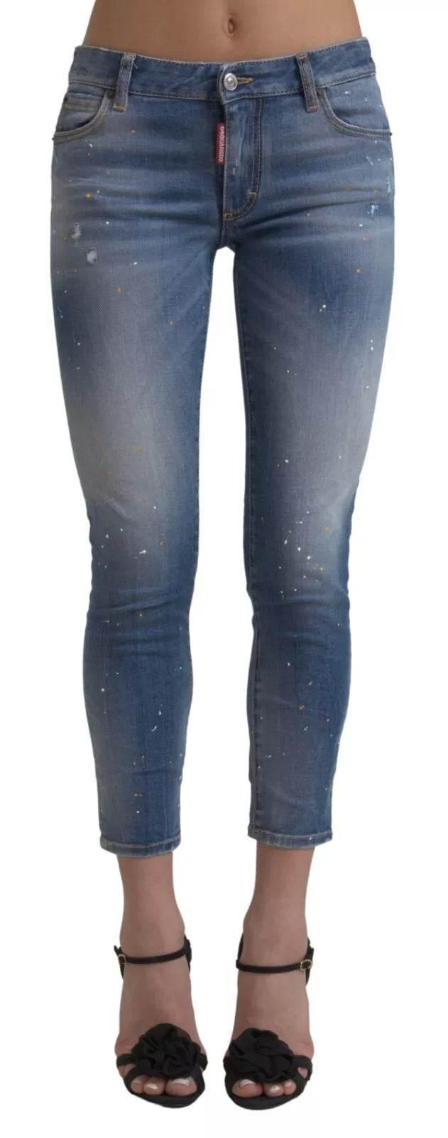 Dsquared² Blue Mid Waist Cropped Twiggy Denim Jeans - Hilstor