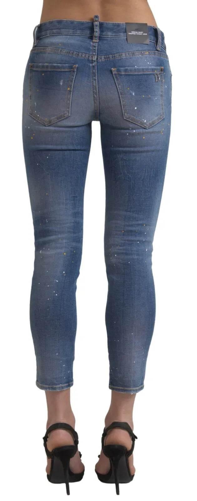 Dsquared² Blue Mid Waist Cropped Twiggy Denim Jeans - Hilstor
