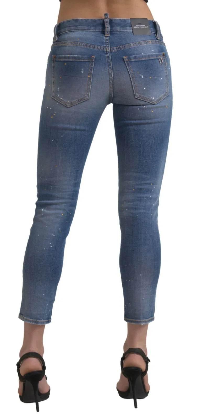 Dsquared² Blue Mid Waist Cropped Twiggy Denim Jeans - Hilstor