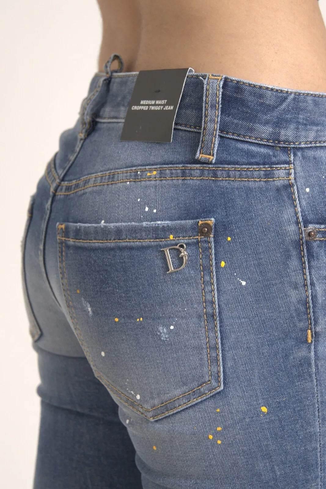 Dsquared² Blue Mid Waist Cropped Twiggy Denim Jeans - Hilstor