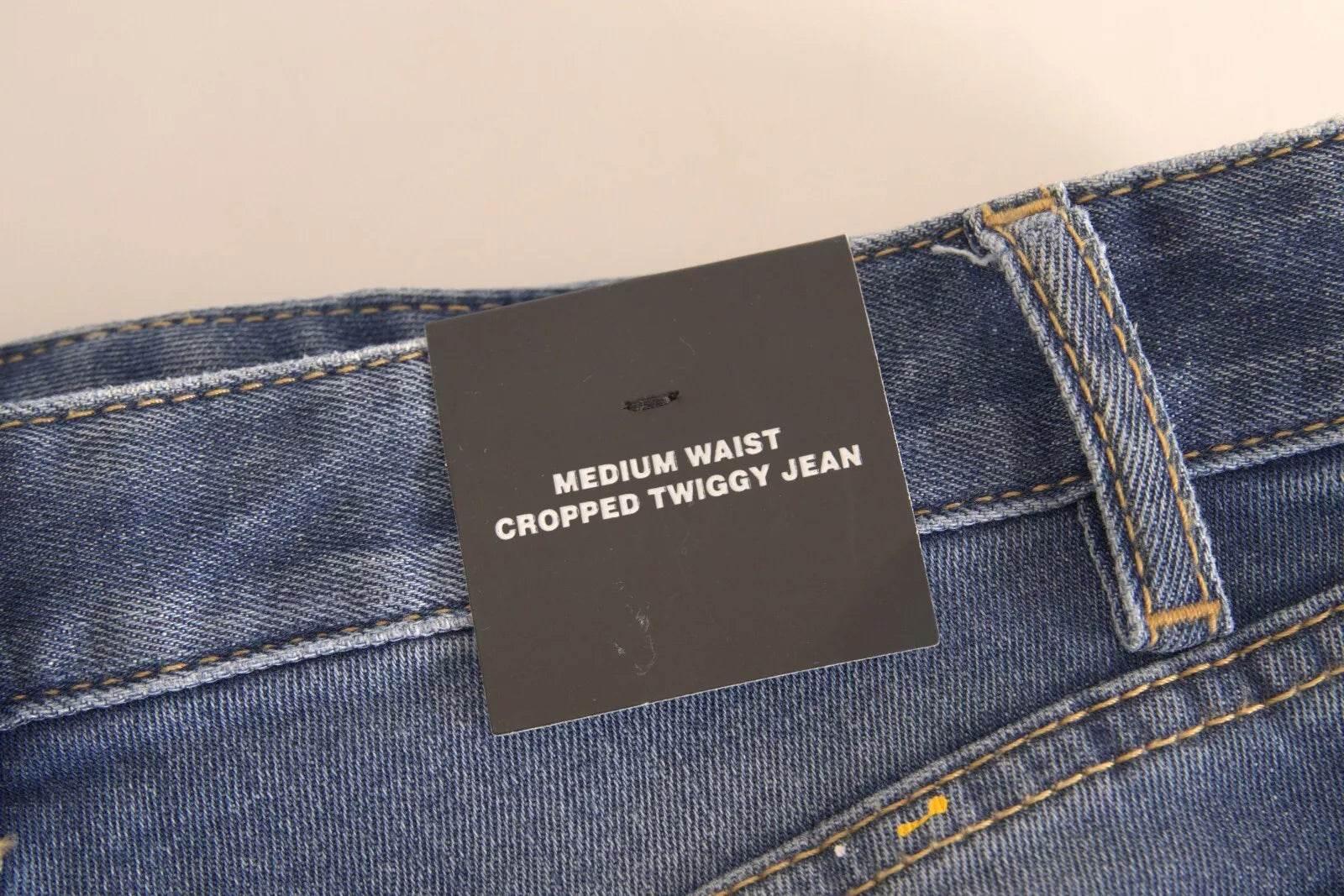 Dsquared² Blue Mid Waist Cropped Twiggy Denim Jeans - Hilstor