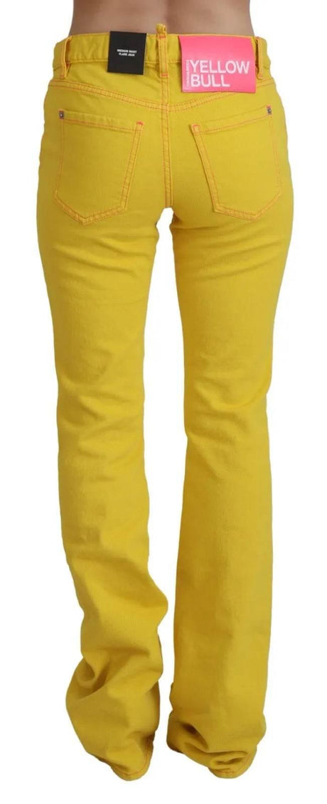 Dsquared² Yellow Cotton Mid Waist Flare Denim Trouser Jeans - Hilstor