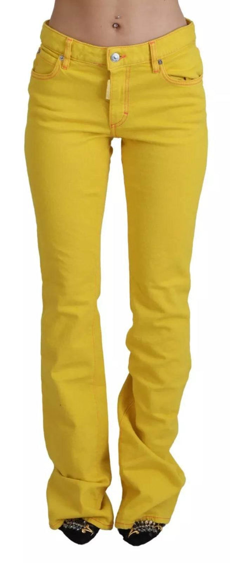 Dsquared² Yellow Cotton Mid Waist Flare Denim Trouser Jeans - Hilstor