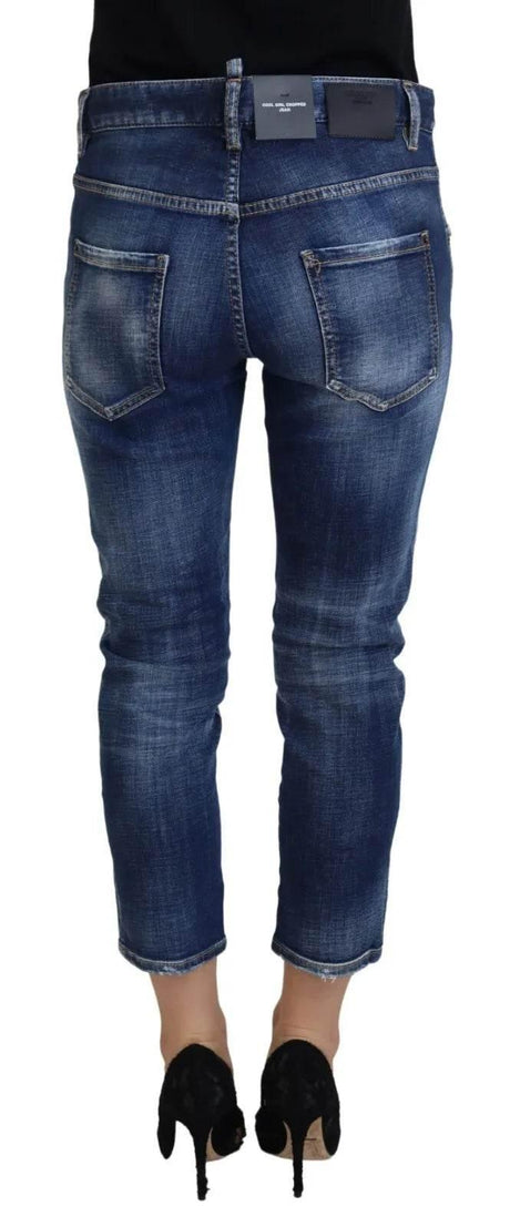Dsquared² Blue Cotton Mid Waist Cropped Denim Jeans Cool Girl - Hilstor