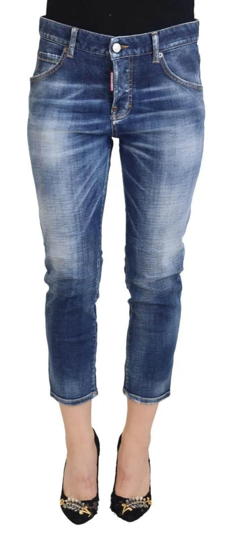 Dsquared² Blue Cotton Mid Waist Cropped Denim Jeans Cool Girl - Hilstor