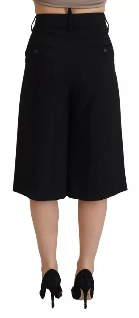 Dsquared² Black High Waist Wide Leg Cropped Trouser Pants - Hilstor