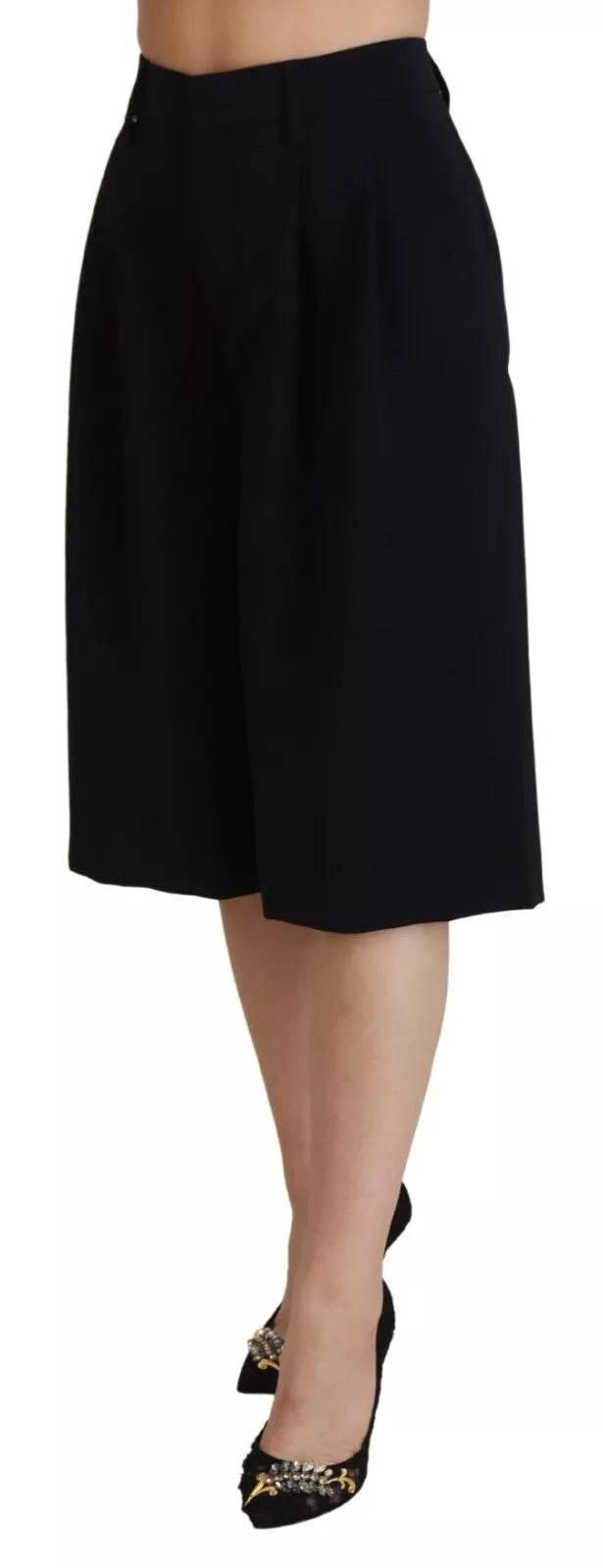 Dsquared² Black High Waist Wide Leg Cropped Trouser Pants - Hilstor