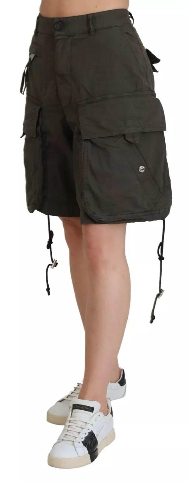Dsquared² Green High Waist Cargo Bermuda Women Shorts - Hilstor