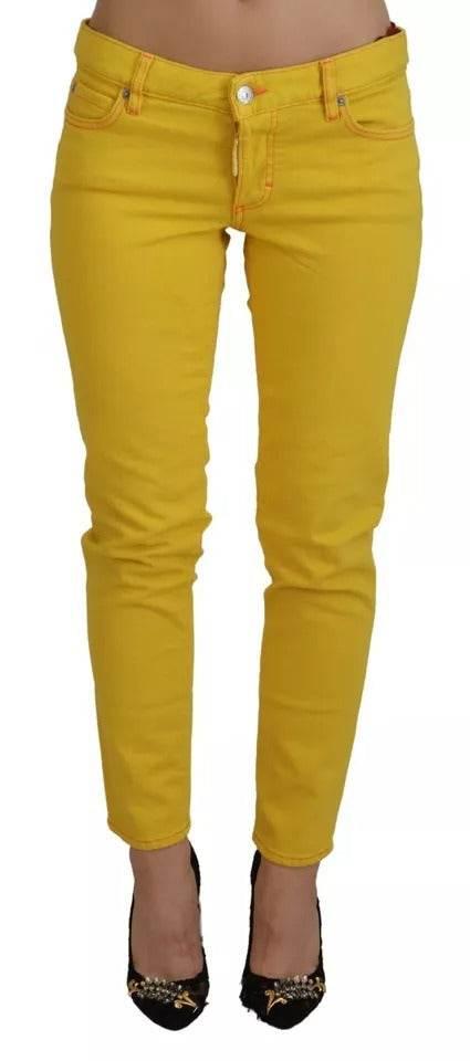 Dsquared² Yellow Cotton Low Waist Cropped Jennifer Denim Jeans - Hilstor