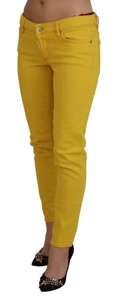 Dsquared² Yellow Cotton Low Waist Cropped Jennifer Denim Jeans - Hilstor