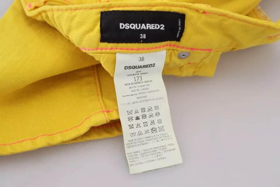 Dsquared² Yellow Cotton Low Waist Cropped Jennifer Denim Jeans - Hilstor