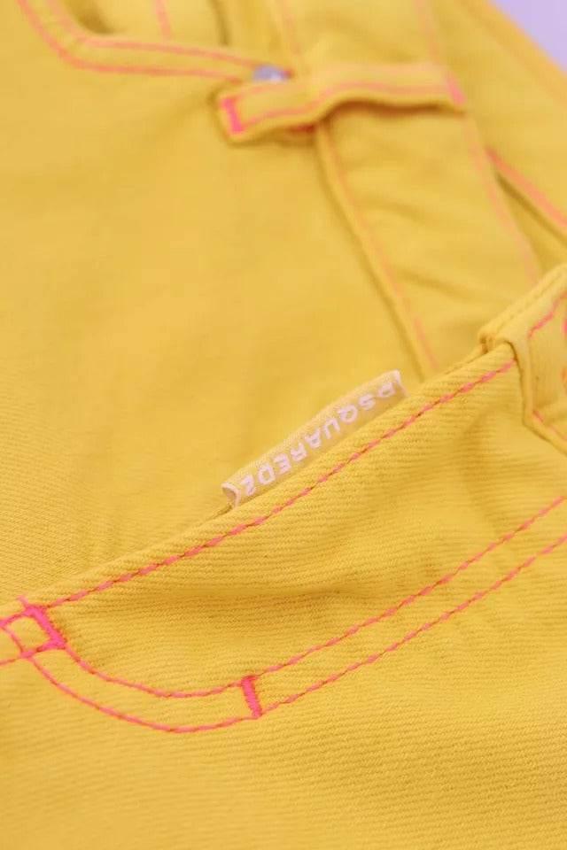 Dsquared² Yellow Cotton Low Waist Cropped Jennifer Denim Jeans - Hilstor