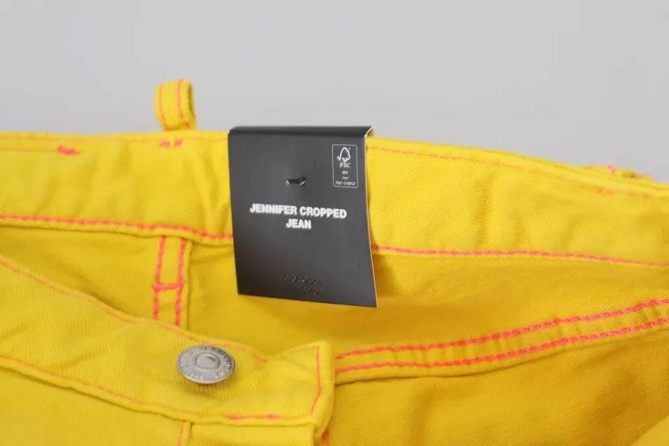 Dsquared² Yellow Cotton Low Waist Cropped Jennifer Denim Jeans - Hilstor
