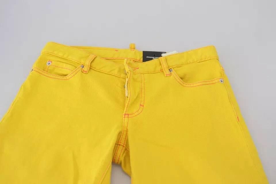 Dsquared² Yellow Cotton Low Waist Cropped Jennifer Denim Jeans - Hilstor