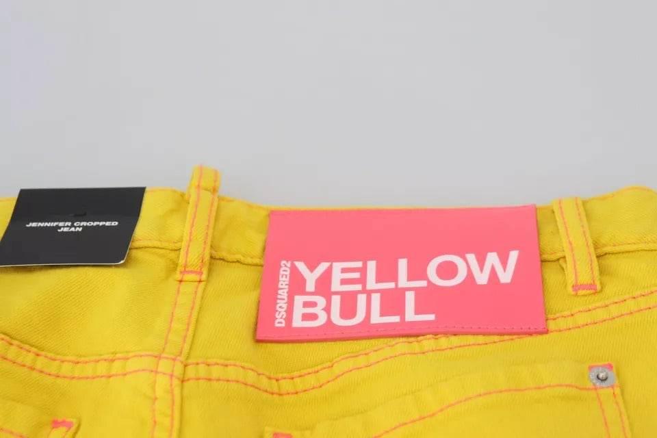 Dsquared² Yellow Cotton Low Waist Cropped Jennifer Denim Jeans - Hilstor