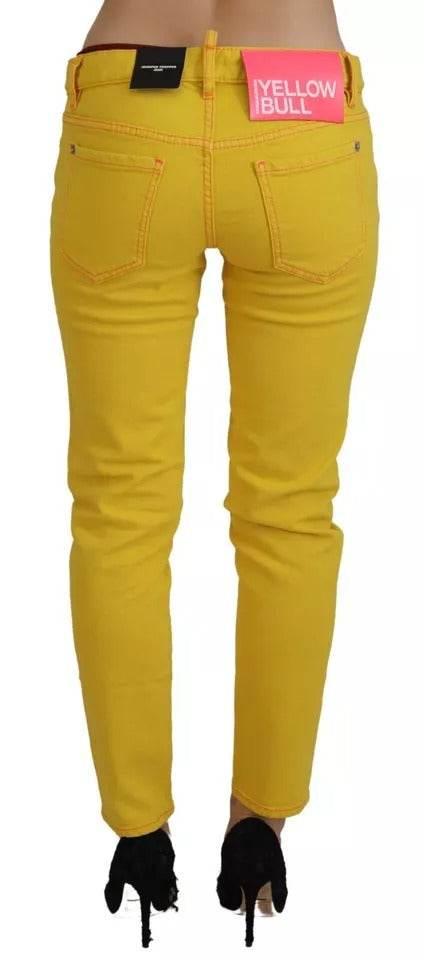 Dsquared² Yellow Cotton Low Waist Cropped Jennifer Denim Jeans - Hilstor