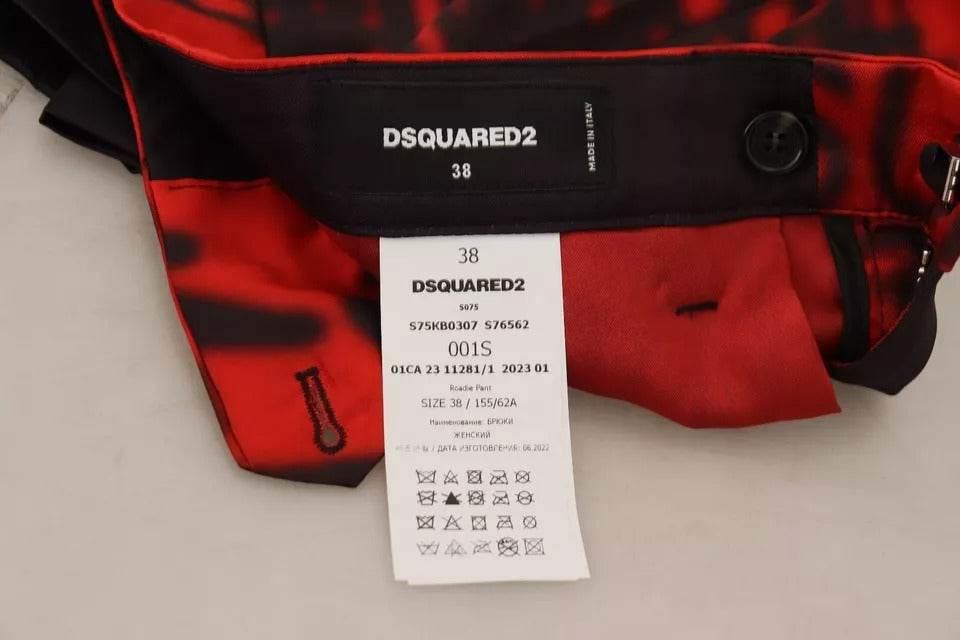 Dsquared² Red Printed High Waist Straight Pants - Hilstor